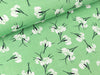 Gewebter Stretch Viskosestoff Blumen weiß auf Pastellgrün