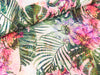 Reiner Leinenstoff Jungle Leaves pink-green-bunt Digitalprint