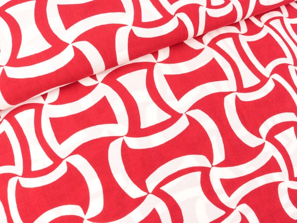 Viskose Popeline Webware rot-weiß by Frau Maerz