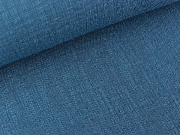 Double Slub Musselin Double Gauze jeansblau uni