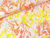 Baumwollsatin Stretch Watercolor Blumen gelb-lachs-hellgrau auf Zartrosa