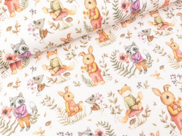 Baumwolljersey Fein Rib Florida Forrest Friends bunt auf Off white