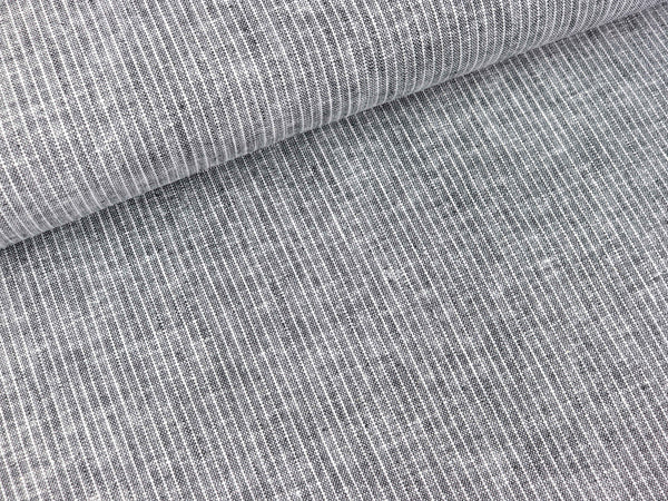 Leinen-Baumwollgemisch Dario Stripes weiß-navy meliert