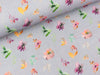 Baumwoll Double Gauze Watercolor Flowers bunt auf Light grey Digitaldruck