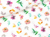 Baumwoll Double Gauze Watercolor Flowers bunt auf Weiß Digitaldruck