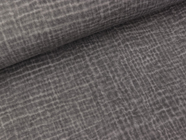 Baumwoll Musselin Double Gauze Stonewashed dunkelgrau-hellgrau