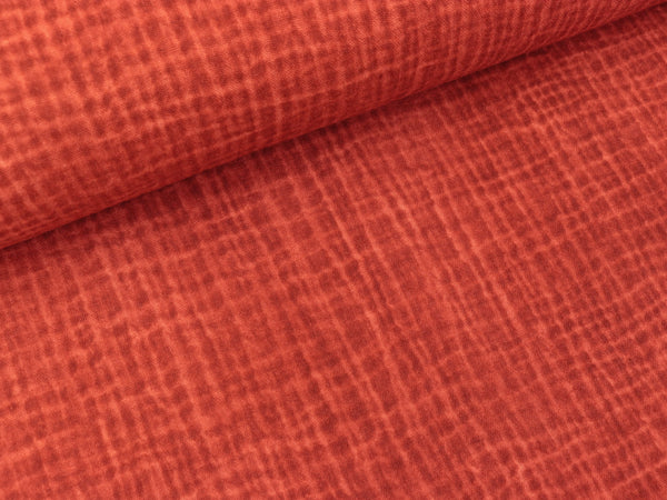 Baumwoll Musselin Double Gauze Stonewashed ziegel-salmon