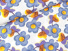 Viskose Popeline Webware Blumen indigoblau-bunt auf Weiß
