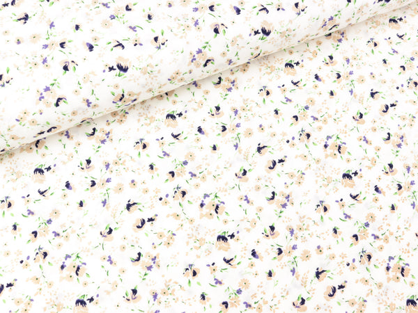 Viskose Popeline Webware Mille Fleurs bunt auf Wollweiß