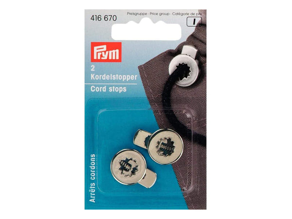 Prym 416670 Kordelstopper 1-Loch Kunststoff silber 2 Stück