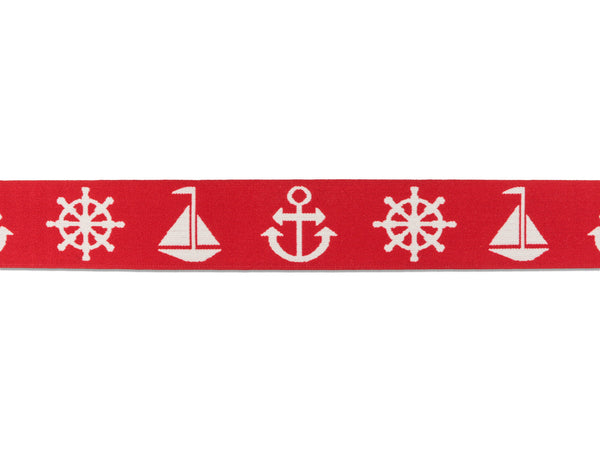 1m Gummiband Anker-Steuerrad-Segelschiff-40mm breit-rot-weiß