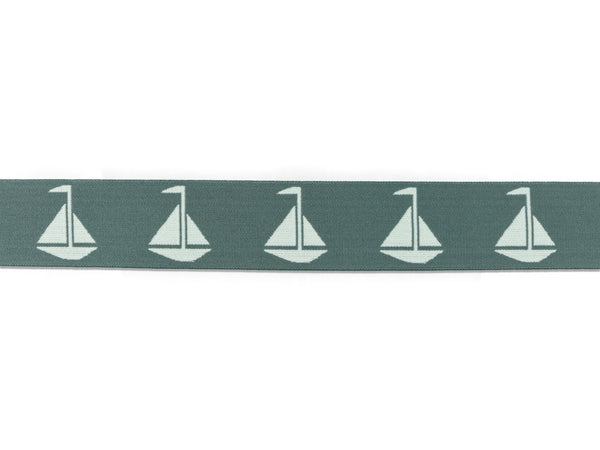 1m Gummiband Segelschiffe-40mm breit-grau-weiß