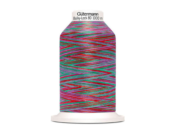 1 Rolle Gütermann Bulky-Lock Multicolour Bauschgarn No.80 rot-hellgrün 1000m