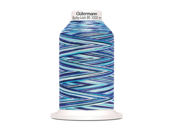 1 Rolle Gütermann Bulky-Lock Multicolour Bauschgarn No.80 dunkelblau-blau 1000m