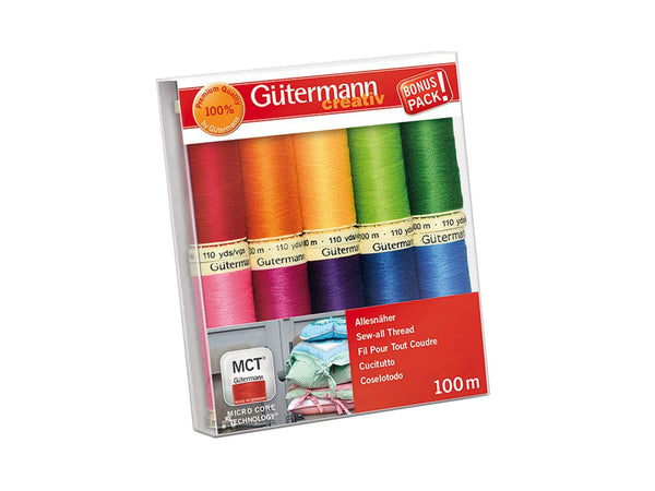 Gütermann Nähgarn-Set Allesnäher 10 Spulen Set Regenbogenfarben