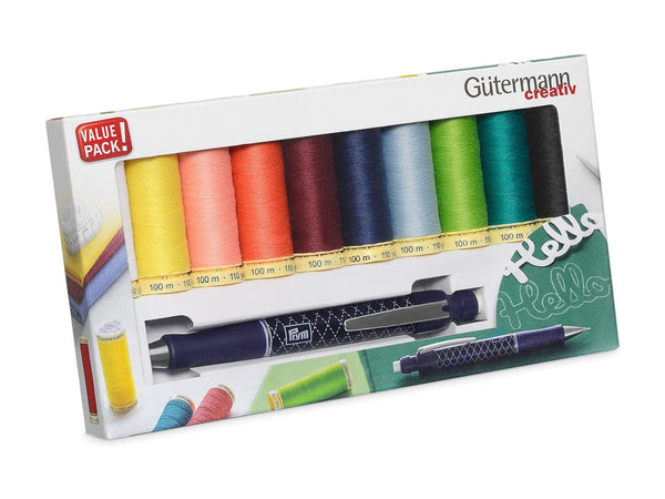 Gütermann 734566 Nähgarn-Set Allesnäher 10 Spulen Set plus Minenstift