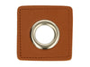 Ösen Patch Quadrat für Kordeln braun-nickel 11mm Lederimitat
