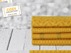 Jacquard Jersey Cozy Karomuster grau auf Goldgelb by Lycklig Design