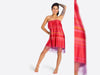 Reststück 93cm - Hamburger Liebe Fringe Me Geometric Red mit Fransenborte