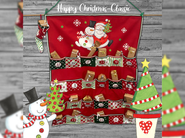 Steinbeck DIY Baumwollcanvas Happy Christmas Classic rot-weiß-grün Panel 140cm