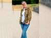 Viskose Webware Pauline Schriftzeichen schwarz auf Goldocker